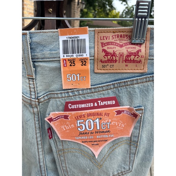 Levi's Denim - Levis 501 CT Customized Tapered Distressed Light Wash Jeans Women 25x32 NWT